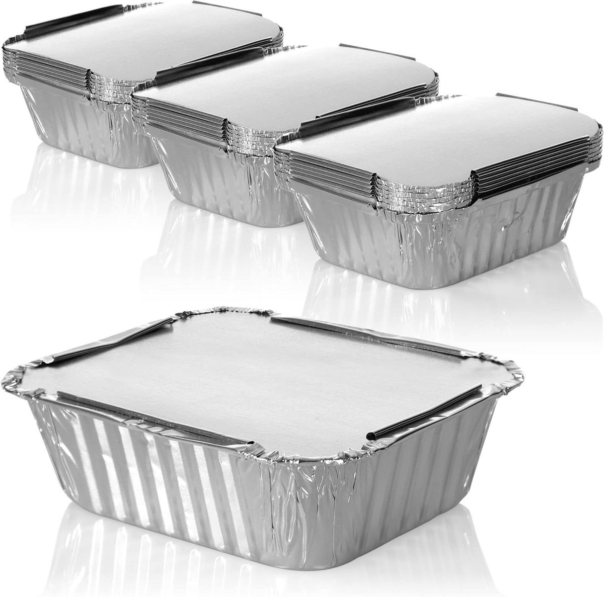 24x aluminium kom - braadpan met deksel - grillkom ovenschaal om te koken bakken en grillen (24 stuks - met deksel)