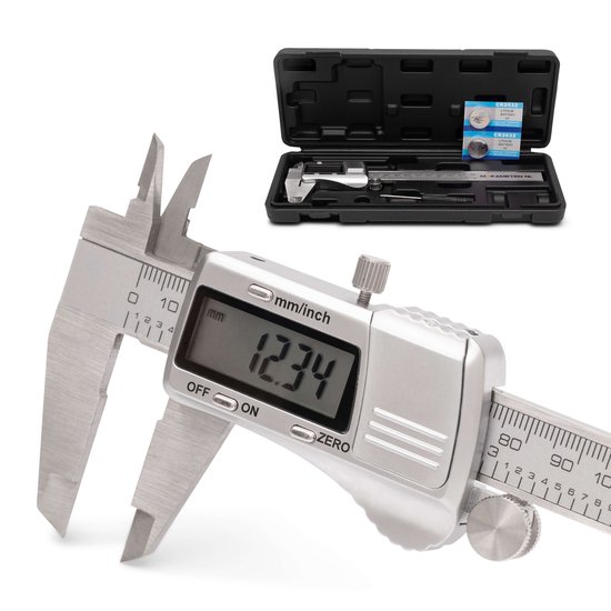 MAKA Digitale Schuifmaat - 150mm - RVS - Extra batterijen - Opbergcase