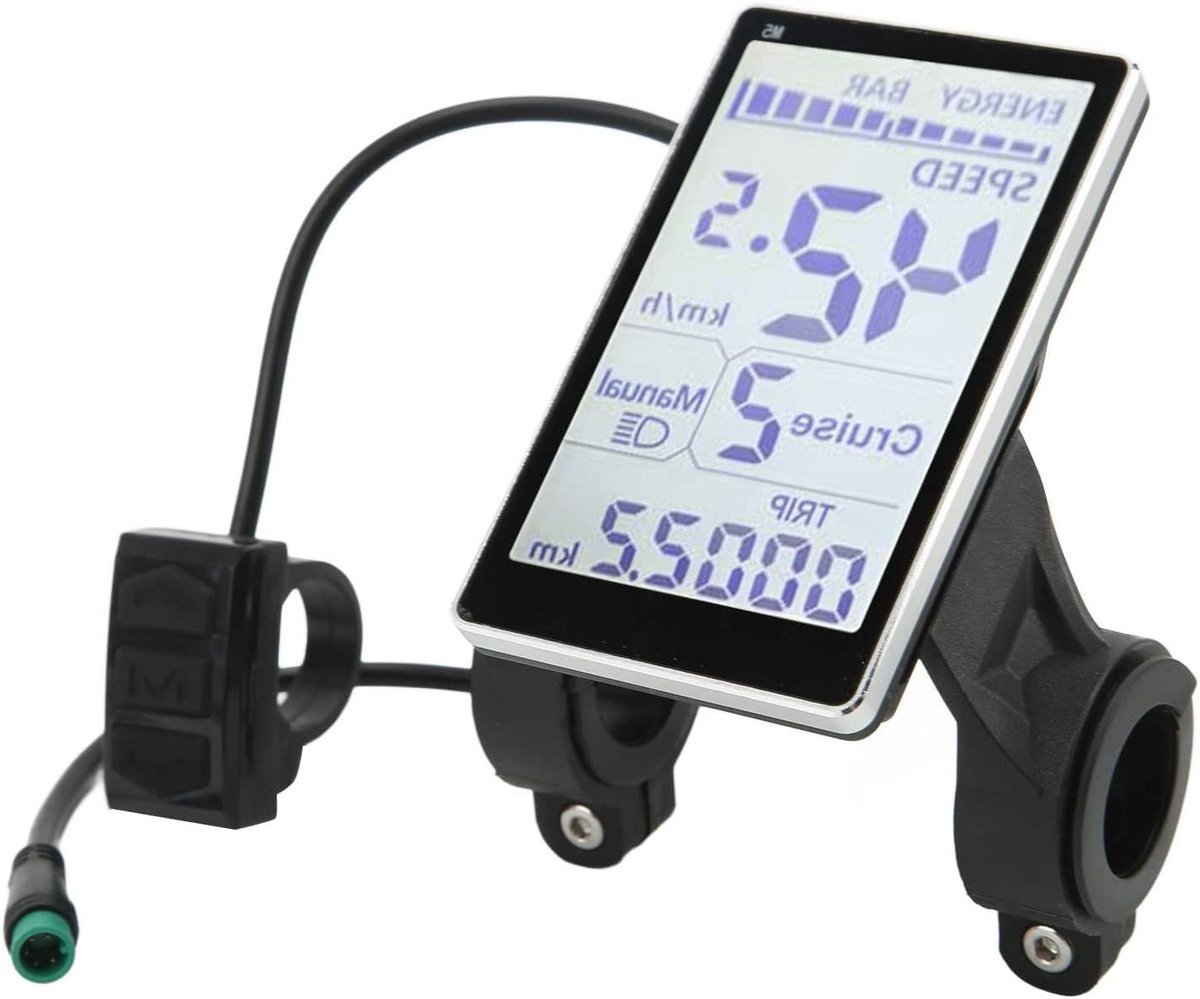 Allecto Plus - Displaypaneel Snelheidsmeter Elektrische Fiets Scooter - LCD-scherm - Elektrische Fietsen - Geschikt voor sturen van 31,8 of 22,2 mm - 24 V 36 V 48 V 60 V - Snelheidsmeter met 5 Pin M5 - Navigatie.
