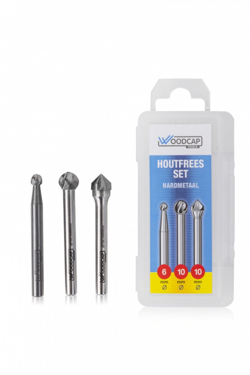 Houtrotfrezen Set Woodcap Tools HM - ø 6/10/10 mm (3 Stuks)