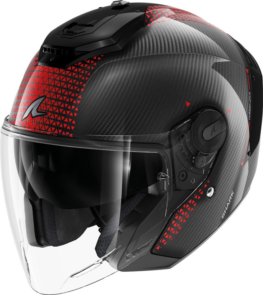 Shark RS Jet Carbon Ikonik Zwart Rood Jethelm - Maat L - Helm