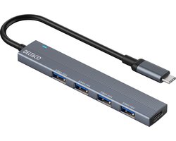 Deltaco USBC-HUB206 interface hub USB Type-C 5000 Mbit/s Grijs