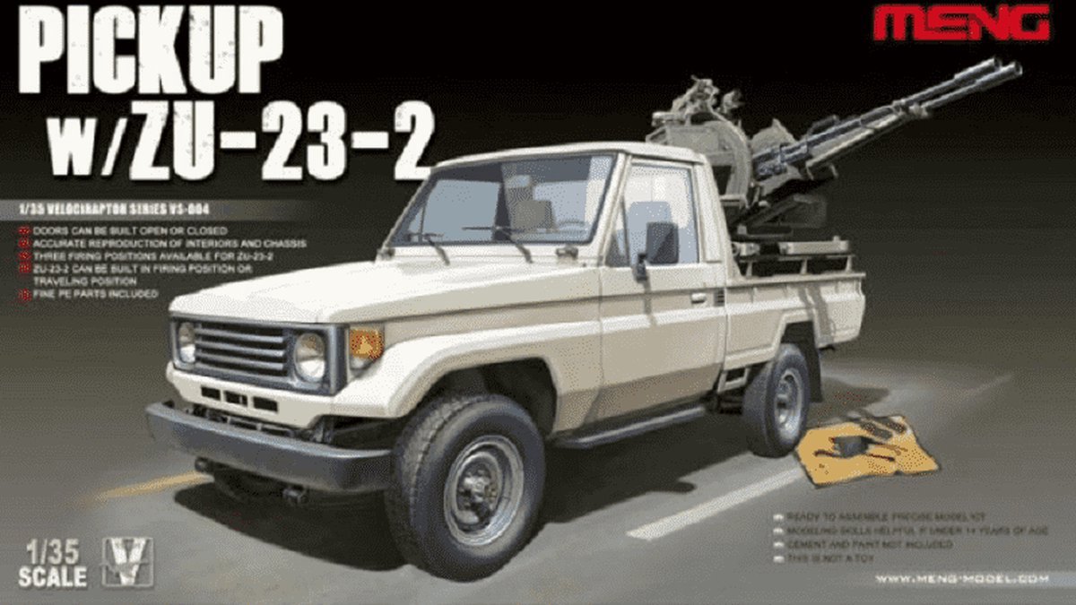 Meng Model Modelbouwpakket Militaire voertuigen - MENG VS004 Pickup Car w/ZU-23-2 Plastic - 1:35 - Modelbouw