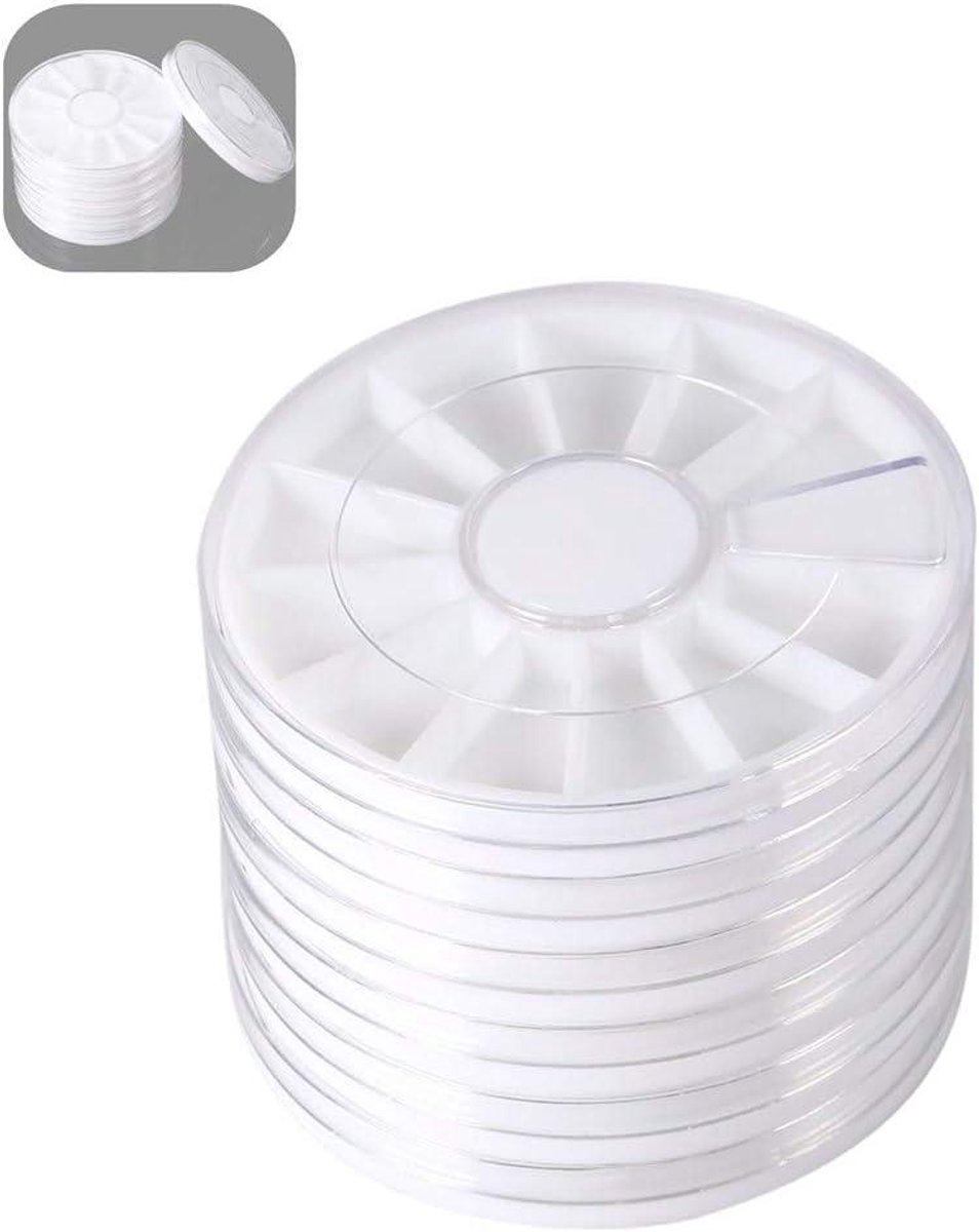 Nail Art Decoratie Opbergdoos Met 6 Stuks 12 Vakjes Voor Strass Steentjes - Lege Wieltjes Container