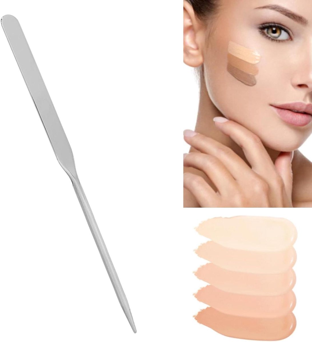 Roestvrijstalen Make-Up Foundation Spatel met Hellende Zachte Kop - Brede Toepassingsmogelijkheden - Draagbaar Ontwerp