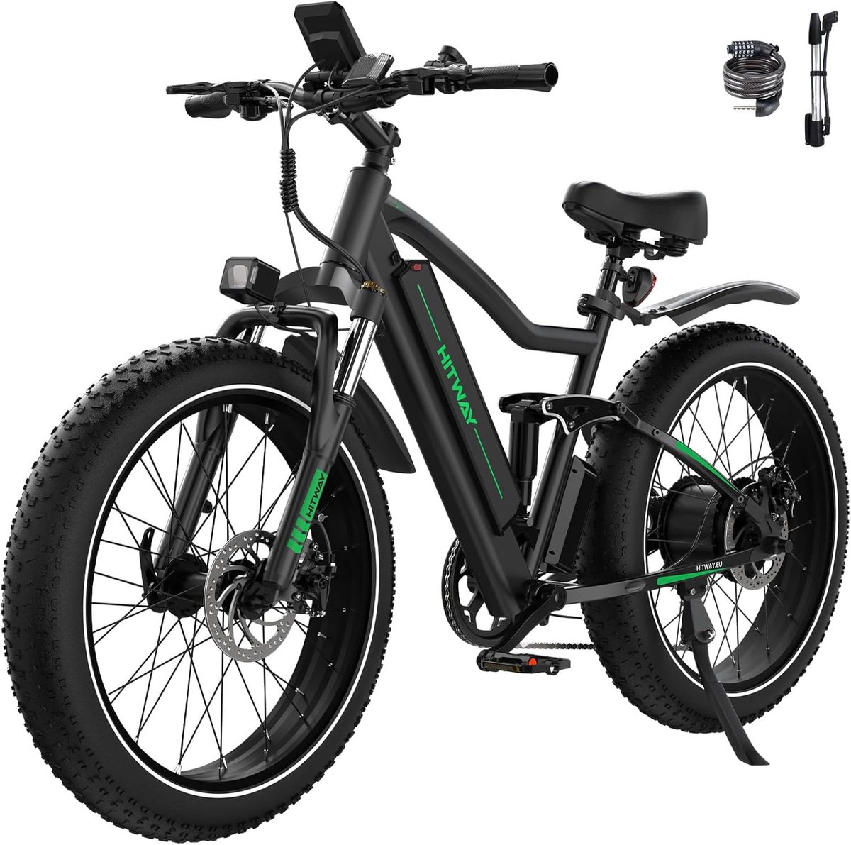Hitway Elektrische Fiets BK9S - Trendy 26*4.0 Inch Fatbike - Mountain Snow EBike met Afneembare 48V 16Ah Lithium Batterij - City Commuter E-Bike met 250W Motor - 7 Versnellingen - IP54 Waterdicht - Hitway - €1.169,99