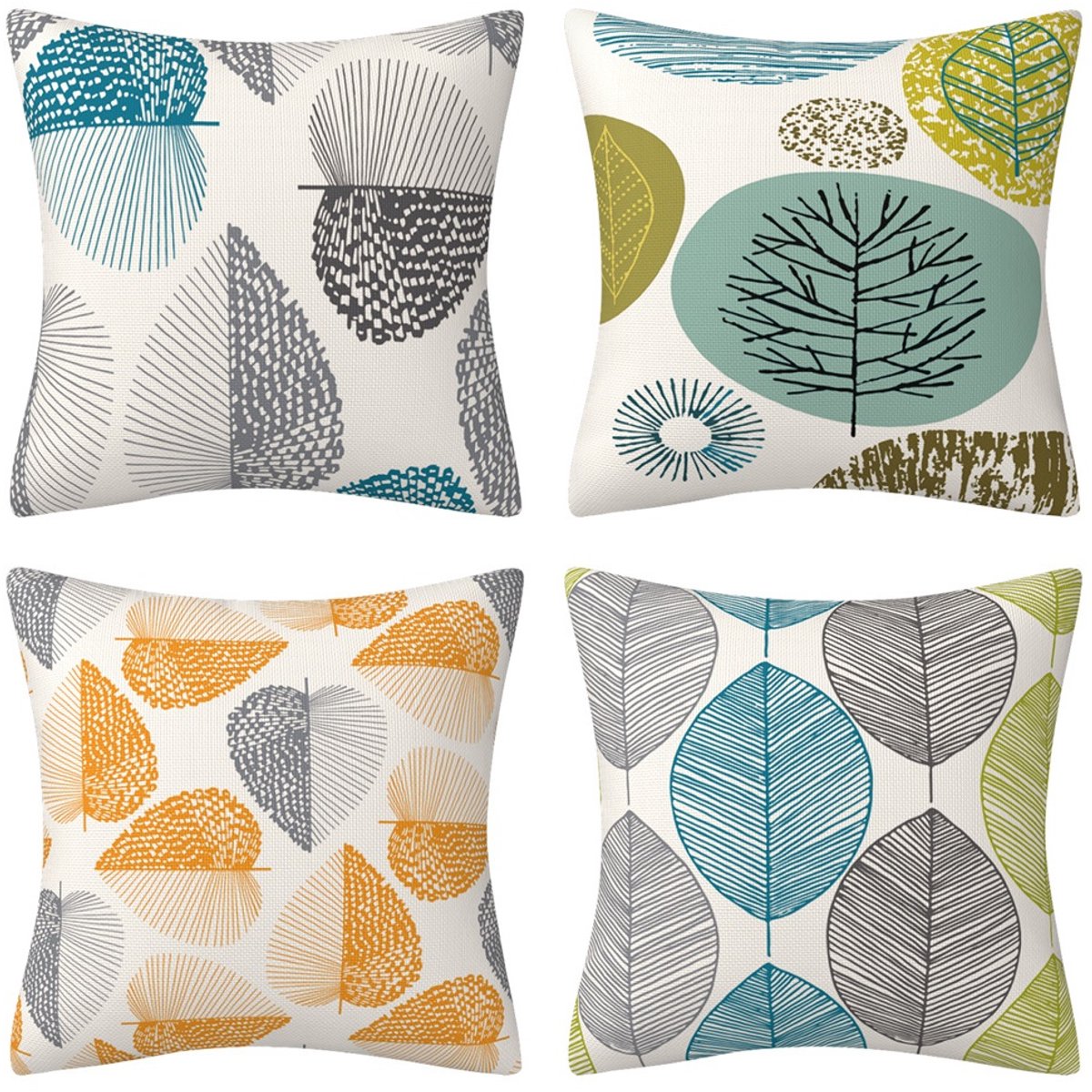 SUNMOOL Kussenhoes - Kussenhoes Vierkantjes - Pillow cover - 45 x 45cm - Type B - 4 Stuks