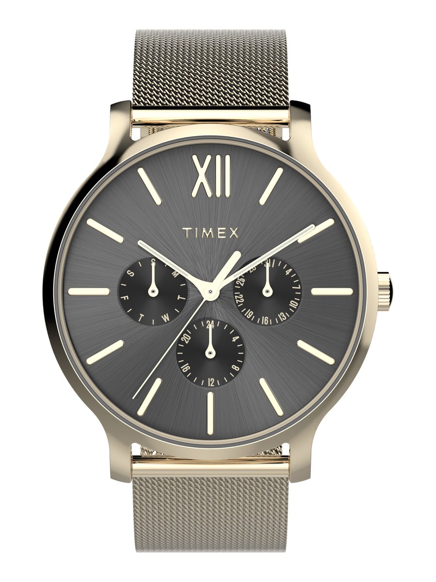 Timex Transcend Chronograph Watch Gouden Toon Case: 100% Low Lead Brass | Armband: 100% Mesh 38 mm TW2W20000AJ