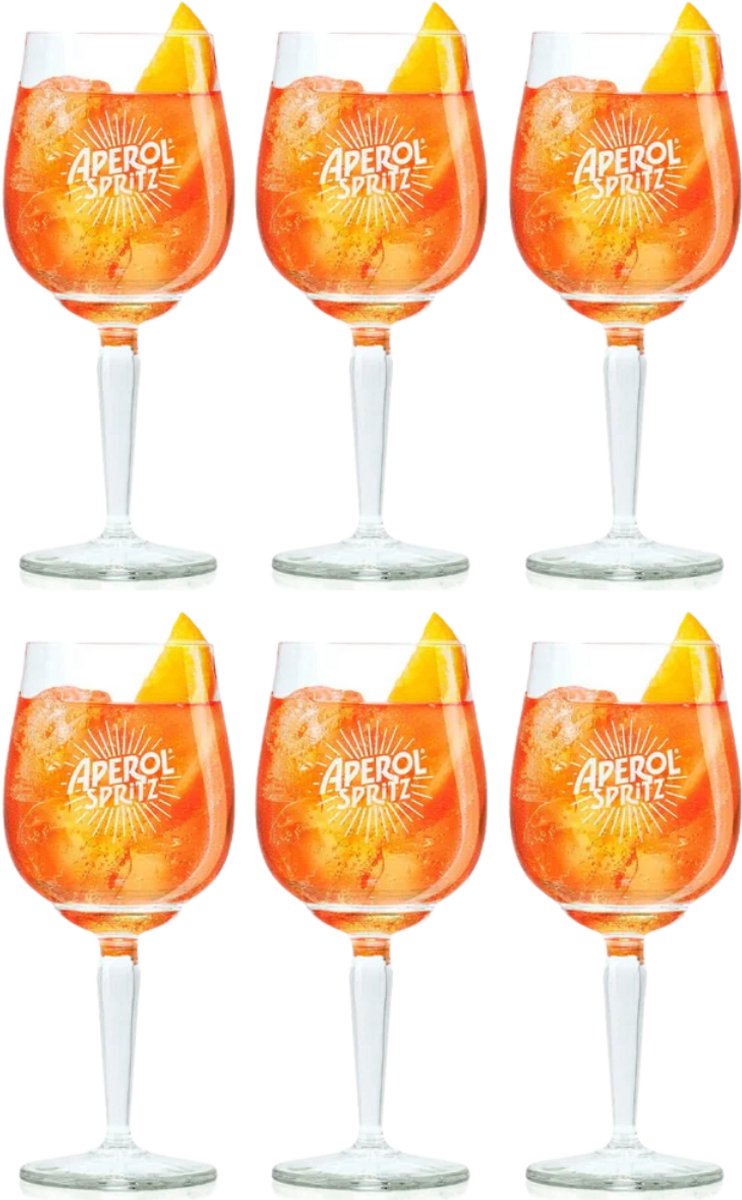 Aperol Spritz Glazen – 450 ml – Officieel Glas – 6 Stuks – Ideaal voor Aperol Spritz, Cocktails en Drankjes – Hoogwaardige Kwaliteit – Geschikt voor Vaatwasser — afbeelding 1