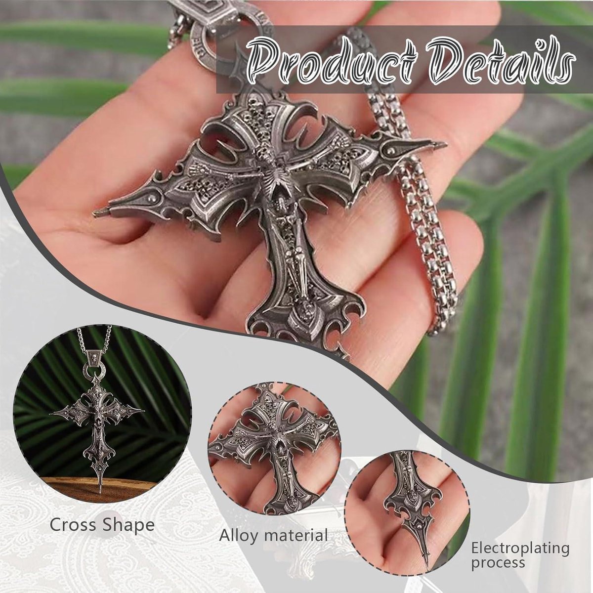 Collier Caoutchouc Noir Avec Pendentif Halloween - Tête De Mort Diable Ailes, Longueur 46 Cm, Neuf