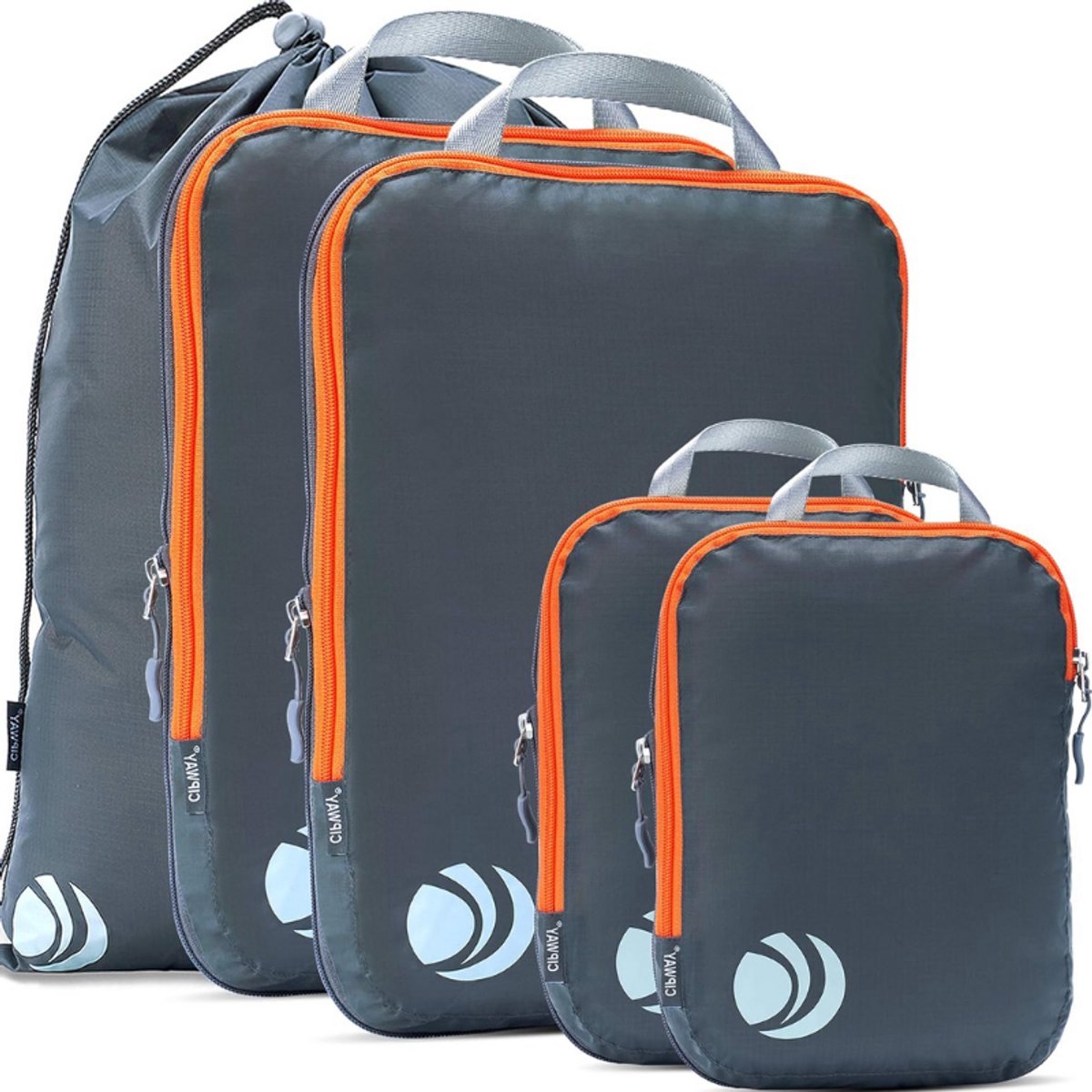 Thuys – Compressie Packing Cubes Set – Ultralichte Uitbreidbare Reisorganizers – Voor Handbagage – Grijs