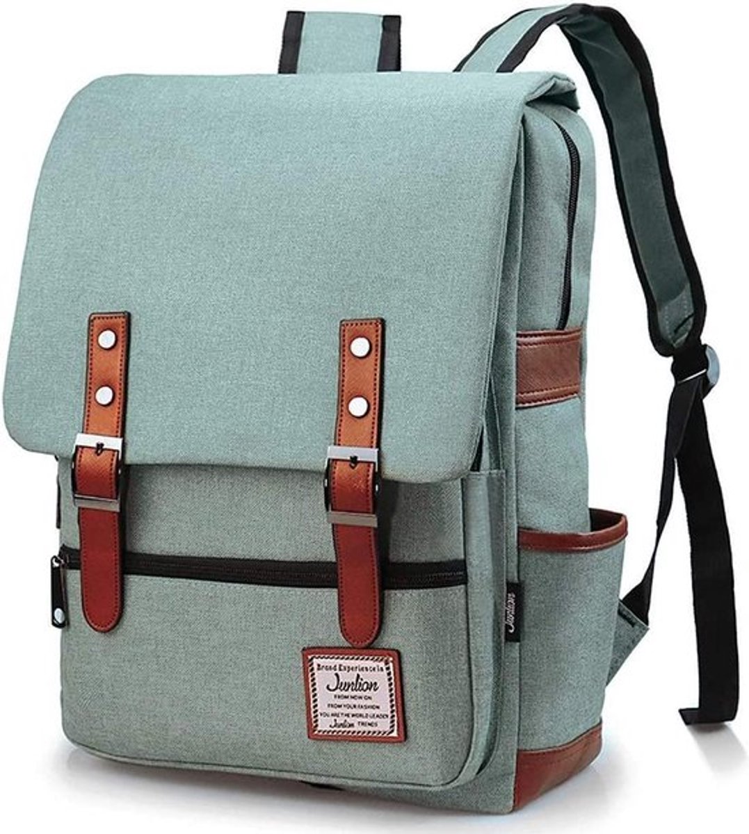 Rugtas - Rugzak - 25 Liter - 15,6" Laptopvak - Boekentas - Vintage - Laptop - School - Boekentas - Groen