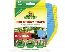Neudorff Duo Sticky Traps 20 stuks - Gele vangplaten tegen rouwvliegjes - blauwe lijmvallen tegen trips - blauwe lijmborden