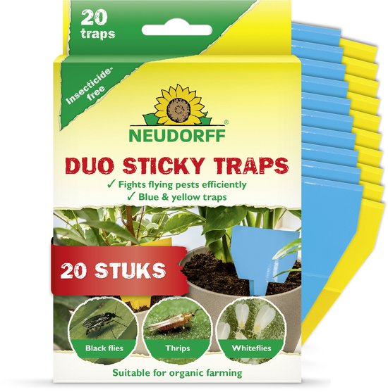 Neudorff Duo Sticky Traps 20 stuks - Gele vangplaten tegen rouwvliegjes - blauwe...