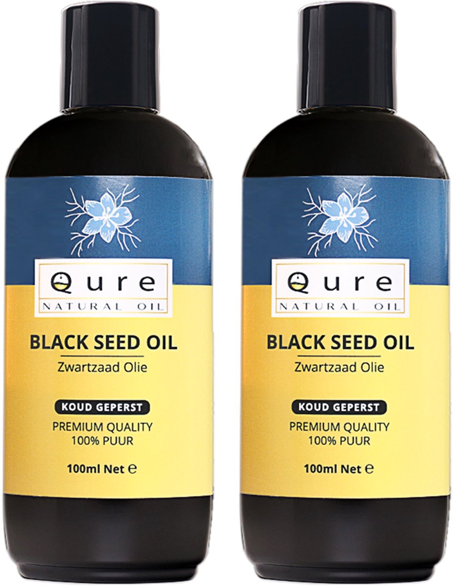 Black Seed Oil 2x100ml | 100% Puur & Onbewerkt | Food Grade | Zwartzaadolie | Zwarte Zaad Olie | Zwarte Komijnolie | Nigella Sativa Olie