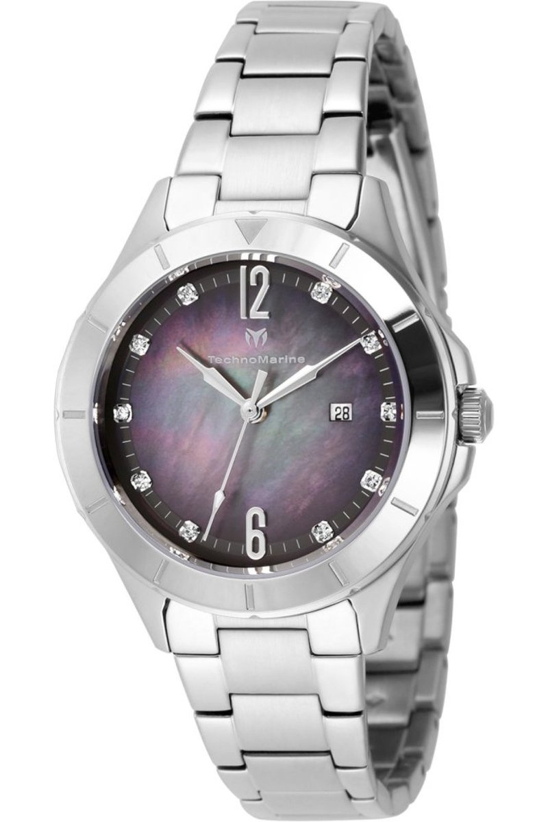 TechnoMarine LUNA - Tides TM-826001 Dames Horloge - Waterdicht - Analoog - Quartz Uurwerk - Roestvrij Staal met parelmoeren Wijzerplaat - 33mm