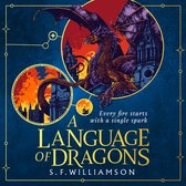 Boekomslag van A Language of Dragons met een draak en steden in brand.