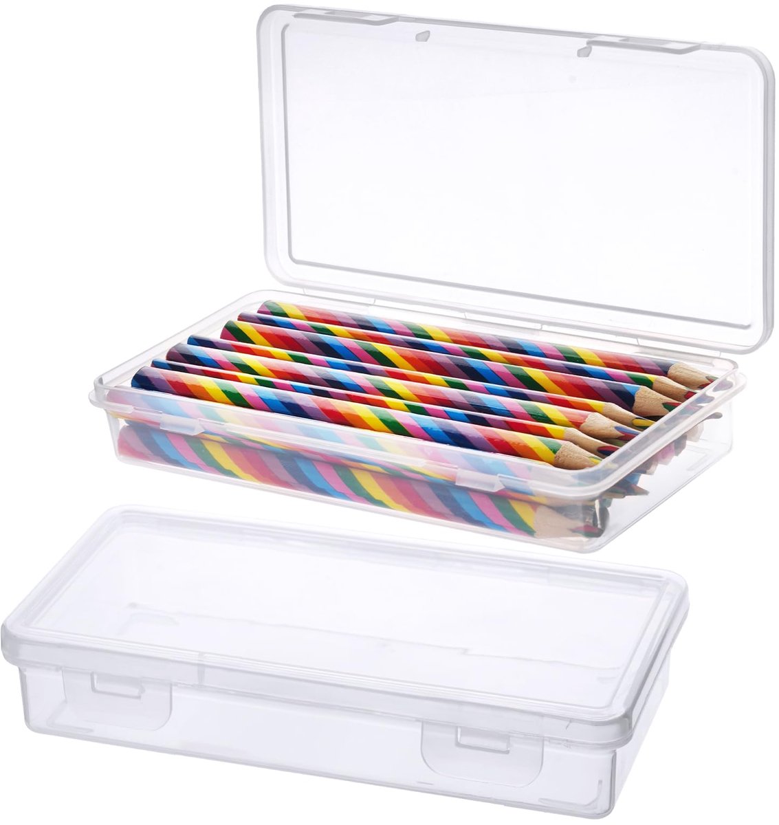 2 Stuks Kunststof Opbergdoos - Stapelbaar Bureau Organizer met Deksel