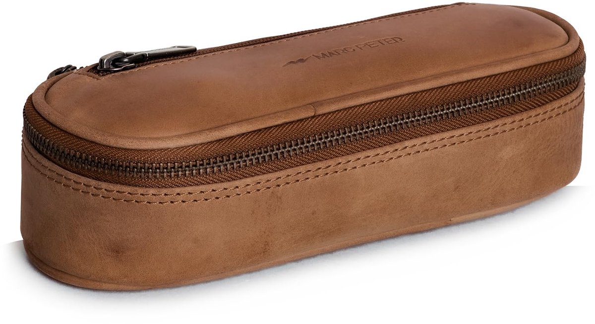 Pennenetui - Vintage Leer met YKK Rits - Voor Jongens & Meisjes - Camel