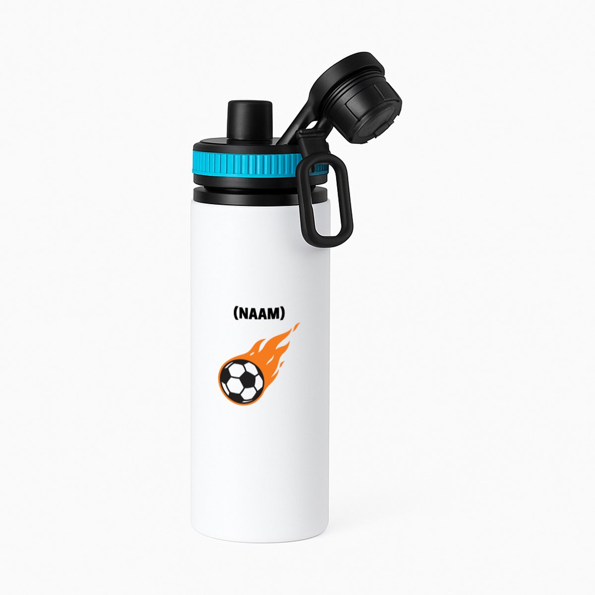Hacebo® - Voetbal met eigen naam waterfles met draaidop blauw - Voetbal - Voetballer - Sport - water fles - 850ML