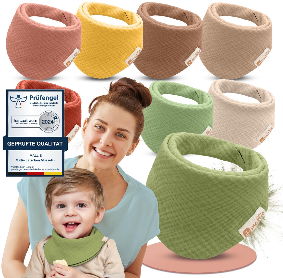 Baby Slabbetjes Mousseline - Set van 8 - Kwijlslabbetjes en Bandana's