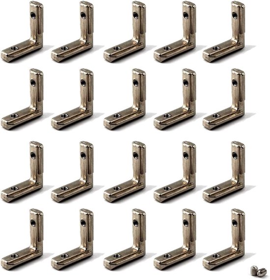 Foto: T sleufhoekverbindingen in l vorm met schroeven l scharnierhouder voor 20 serie europese standaard aluminium profiel vernikkelde zinklegering 20 stuks