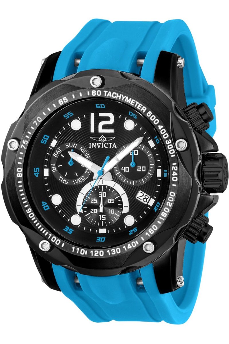 Invicta Speedway 20075 Heren Horloge - Waterdicht - Analoog - Quartz Uurwerk - Roestvrij Staal met zwarte Wijzerplaat - 51mm
