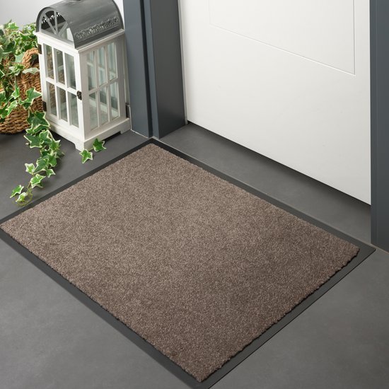 Paillasson Furni24 – Facile à nettoyer, résistant aux intempéries, avec envers antidérapant – Pour l'intérieur et l'extérieur, absorbant, à séchage rapide, lavable – Beige, 120 x 180 cm