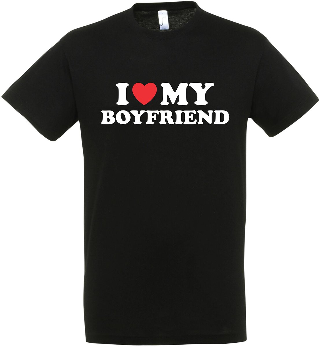 I Love My Boyfriend T-shirt - Heren Dames Unisex - cadeau - Grappige T-shirt’s - Origineel Cadeau - Zwart - Funny - Grappig - Maat M