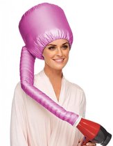 Bonnet Kap Haardroger - Extra grote - Extractor Hood - Verstelbare - Föhn-opzetstuk - Droogwarmtekap - Verdampingskap - Droogkap met Elastische Band - Voor Natuurlijke Krullend Textuur Haarverzorging, Snel Drogend, Styling - Roze