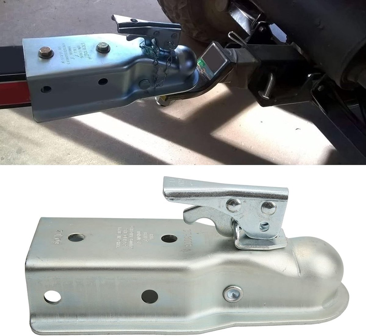 Ball Coupling Trailer, Trailer Coupling with Straight Tongue 50mm Towing Hook Ball 75mm Channel 3500 Load Capacity for 75 Mm Square Tube