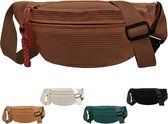 Sac banane - Sac banane femme - Sac banane homme - Sac banane en velours côtelé - Sac banane en velours côtelé pour femme - Sac bandoulière réglable - Unisexe - Perfect pour le shopping, les voyages et le travail (Marron)