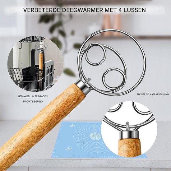 Dussdote Mixer - Deegmixer - RVS Mixer - Handmixer - Geschikt voor bakken, taarten, desserts, koekjes - 33*8cm van Merkloos — afbeelding 2