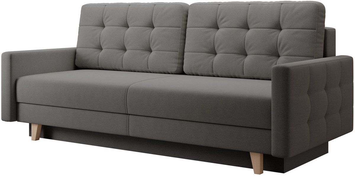 Selsey VERAT – 3-zits slaapbank – Easy-Clean velours – donkergrijs