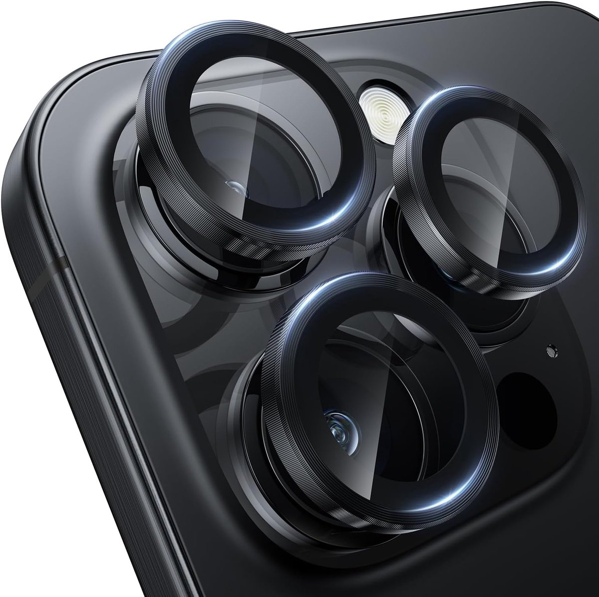 Camerabescherming, voor iPhone 16 Pro Max, iPhone 16 Pro, hardheidsgraad 9H, krasbestendig, zonder luchtbellen, HD-geharde camera, metaalglas, pantserbescherming, glas, displaybescherming