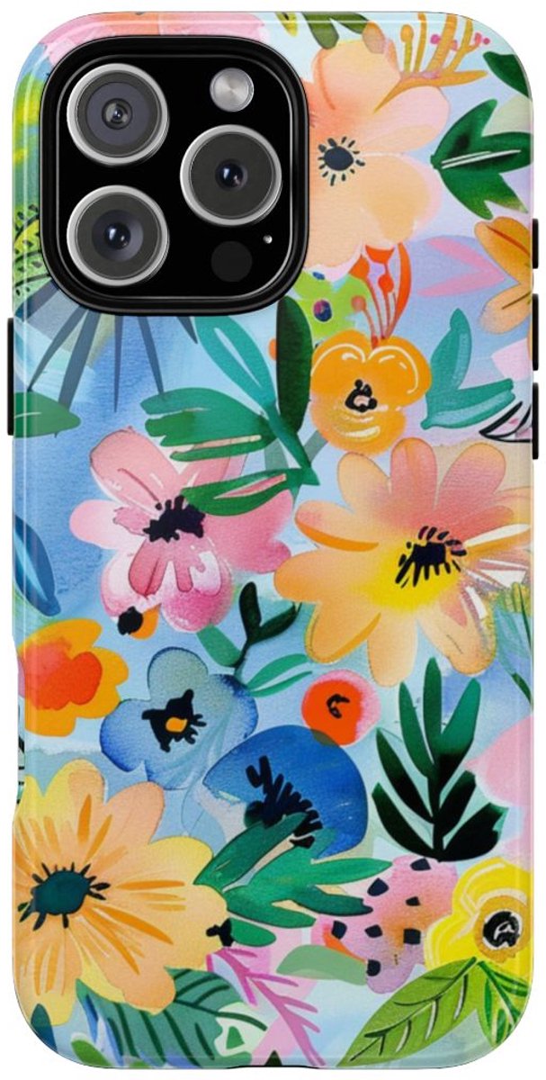 Aquarel Bloemenpatroon – Telefoonhoesje Geschikt voor iPhone 16 Pro Max