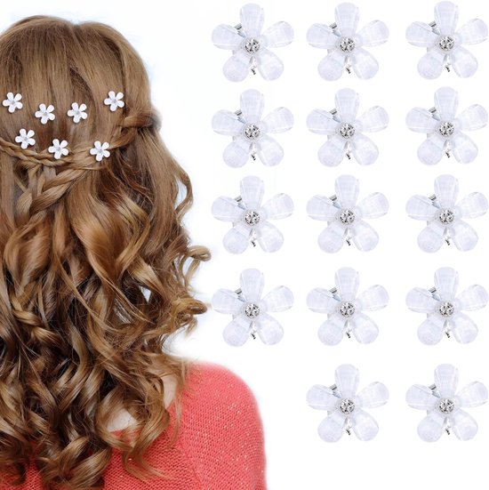 10 pièces mini épingles à cheveux à fleurs blanches, bijoux de mariée, fleurs, épingles à cheveux, épingles à cheveux décoratives, accessoires pour cheveux pour filles, coiffure de mariée, communion, fête