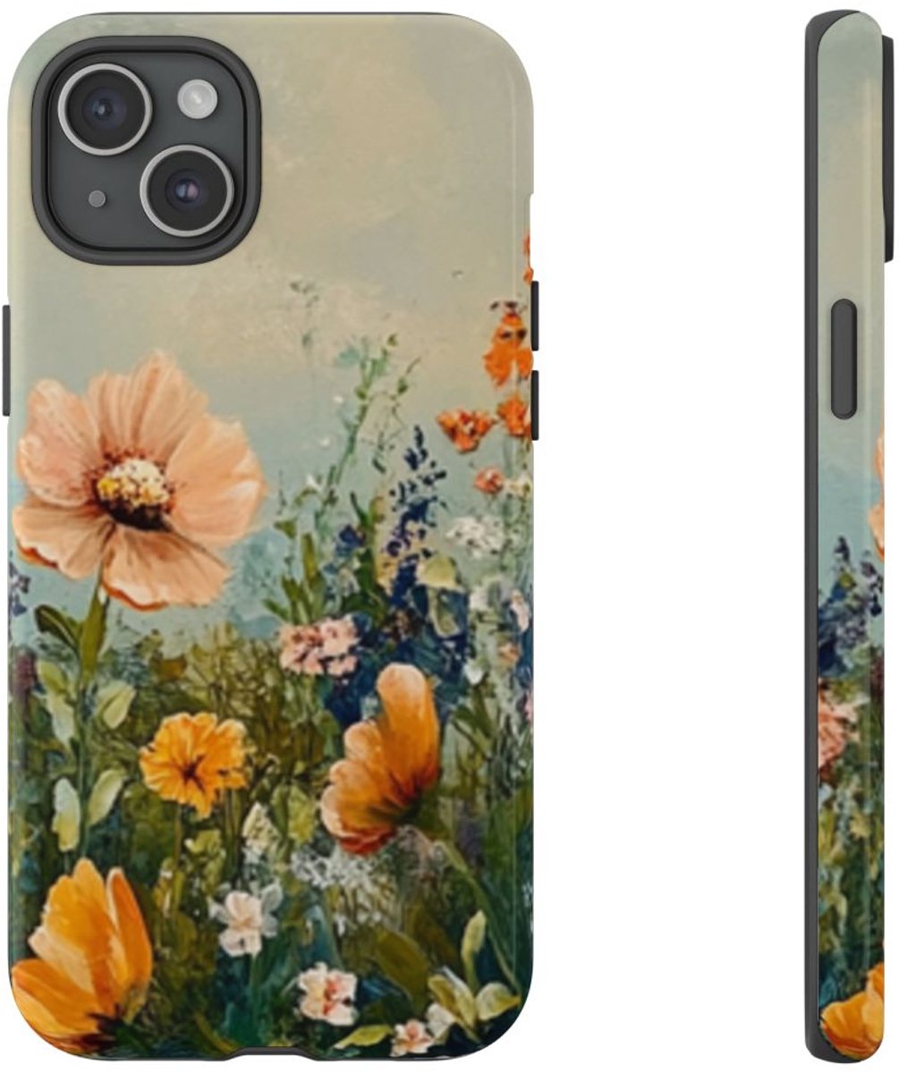 Schildering van Wildbloemenveld – Telefoonhoesje Geschikt voor iPhone 15 Plus