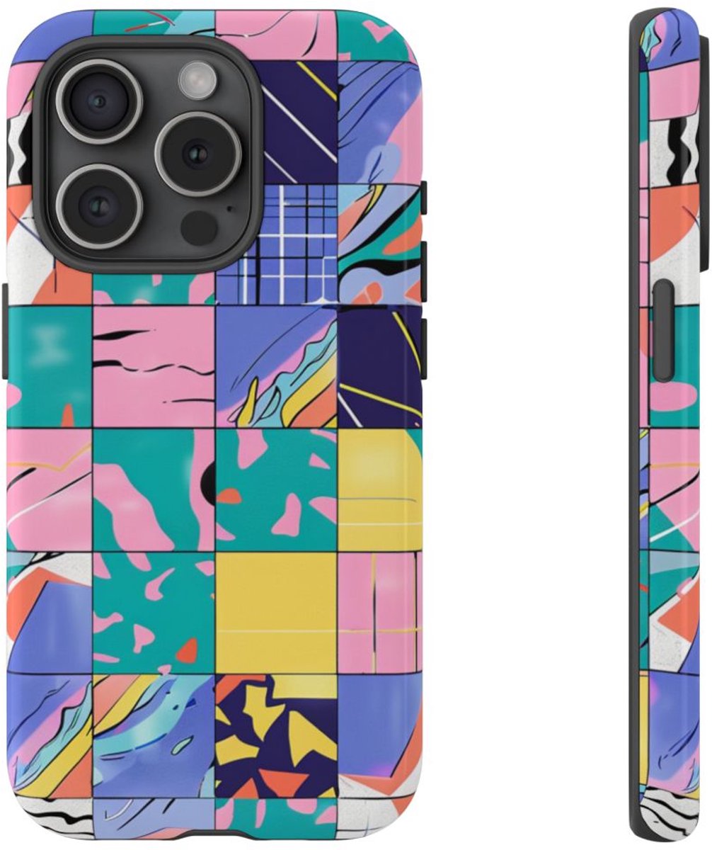 Kleurrijk Abstract Geometrisch Patroon – Telefoonhoesje Geschikt voor iPhone 15 Pro