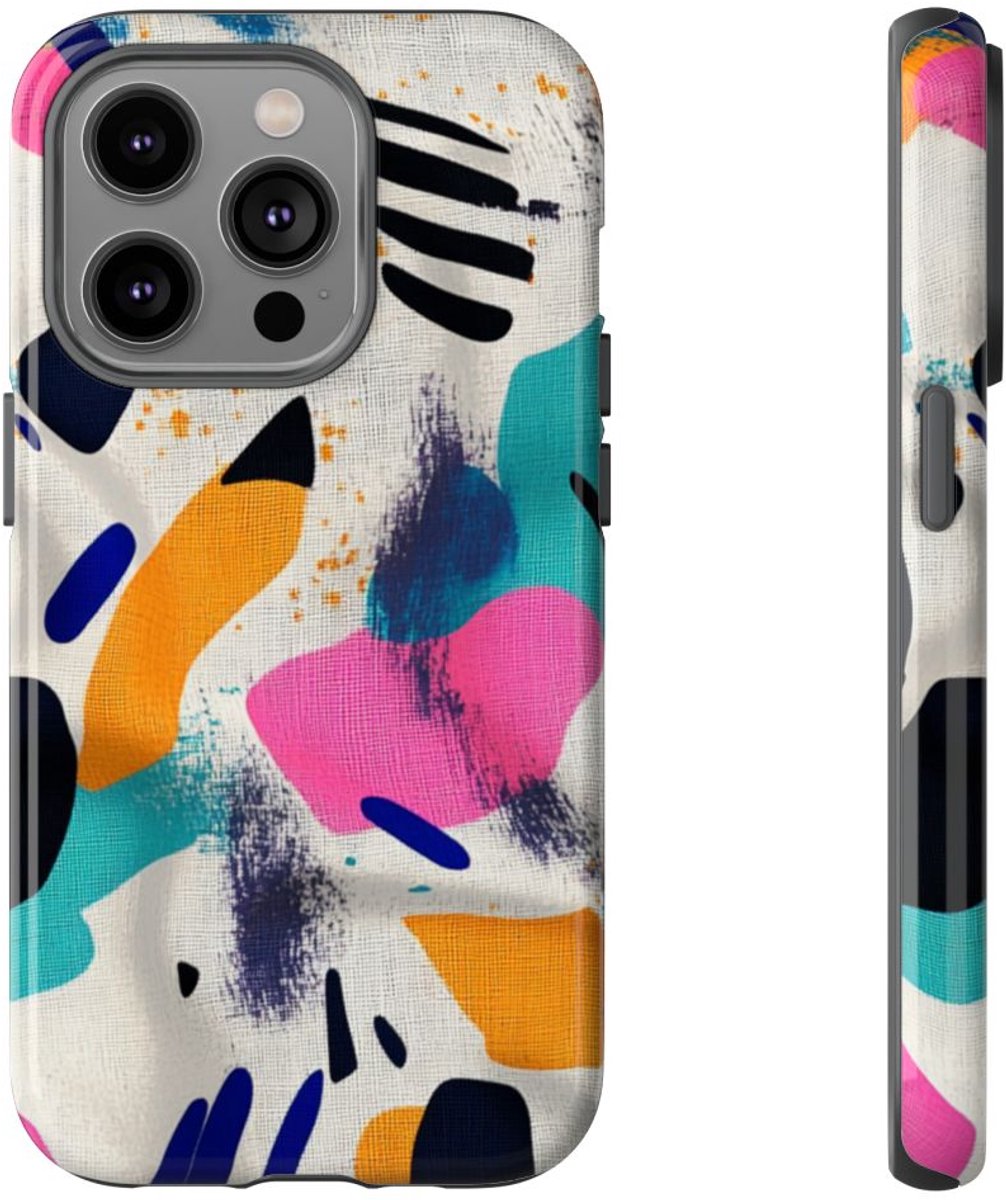 Kleurrijk Abstracte Vormenpatroon – Telefoonhoesje Geschikt voor iPhone 14 Pro
