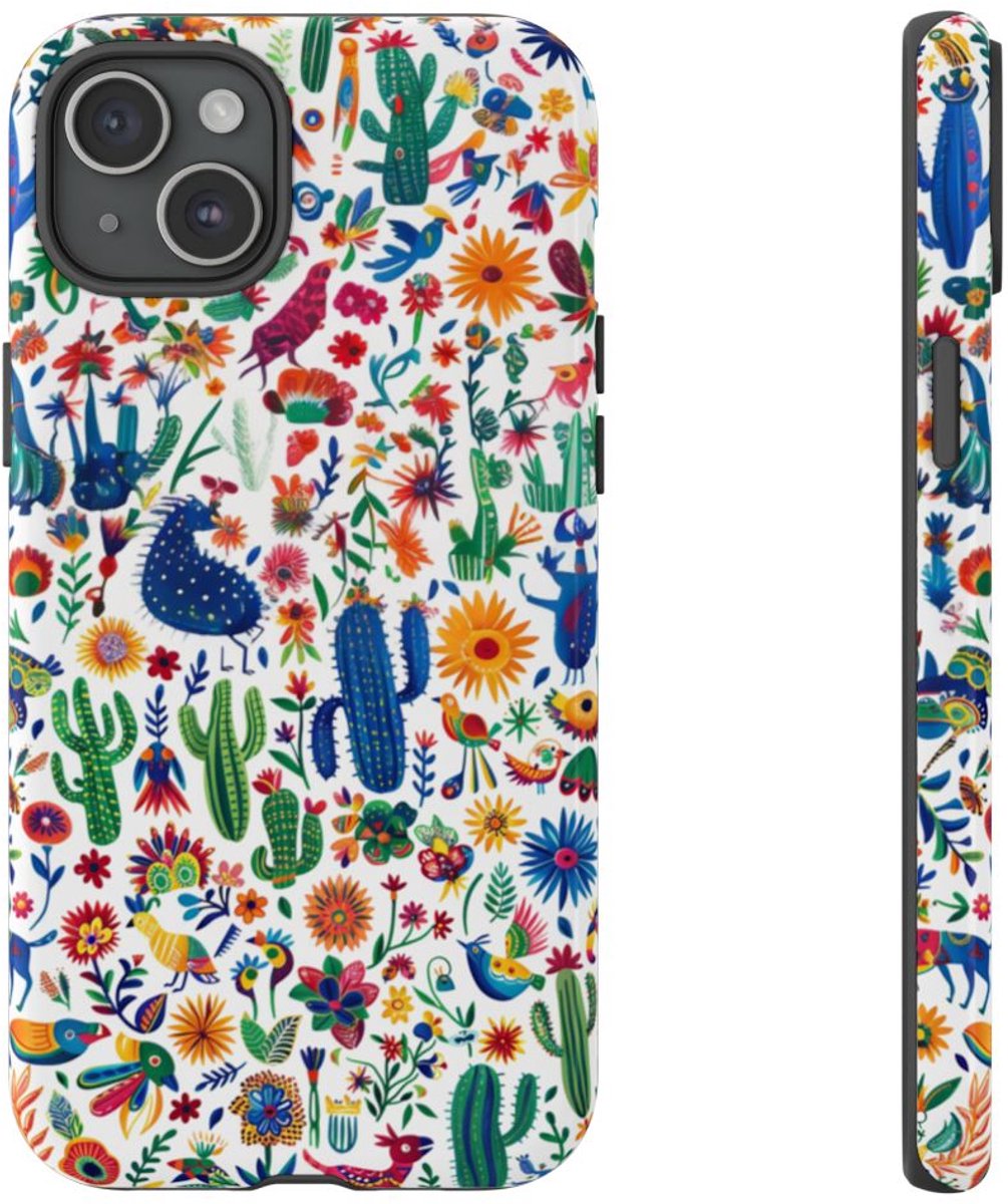 Kleurrijk Mexicaans Volkskunstpatroon – Telefoonhoesje Geschikt voor iPhone 15 Plus