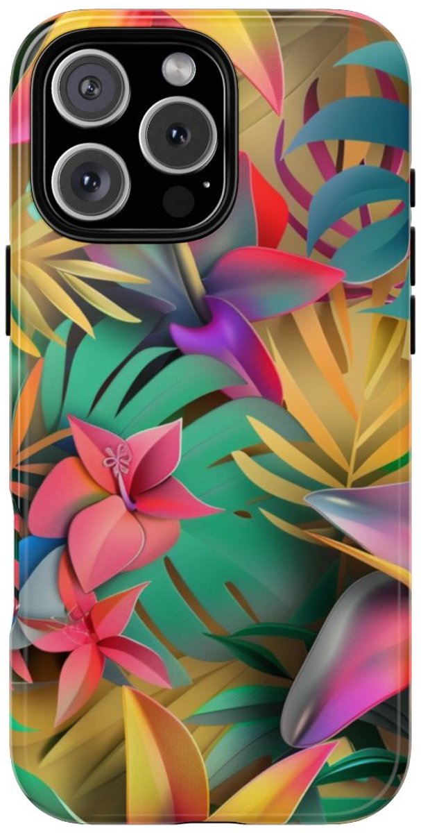 Levendig Tropisch Bloemenpatroon – Telefoonhoesje Geschikt voor iPhone 16 Pro Max