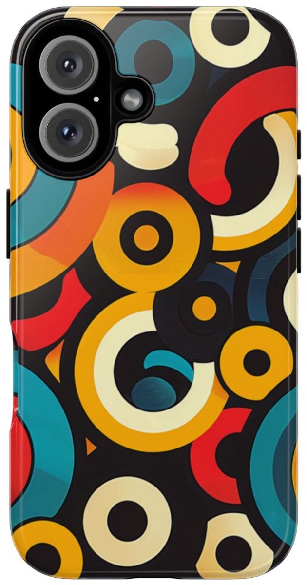 Kleurrijk Abstract Cirkelpatroon – Telefoonhoesje Geschikt voor iPhone 16