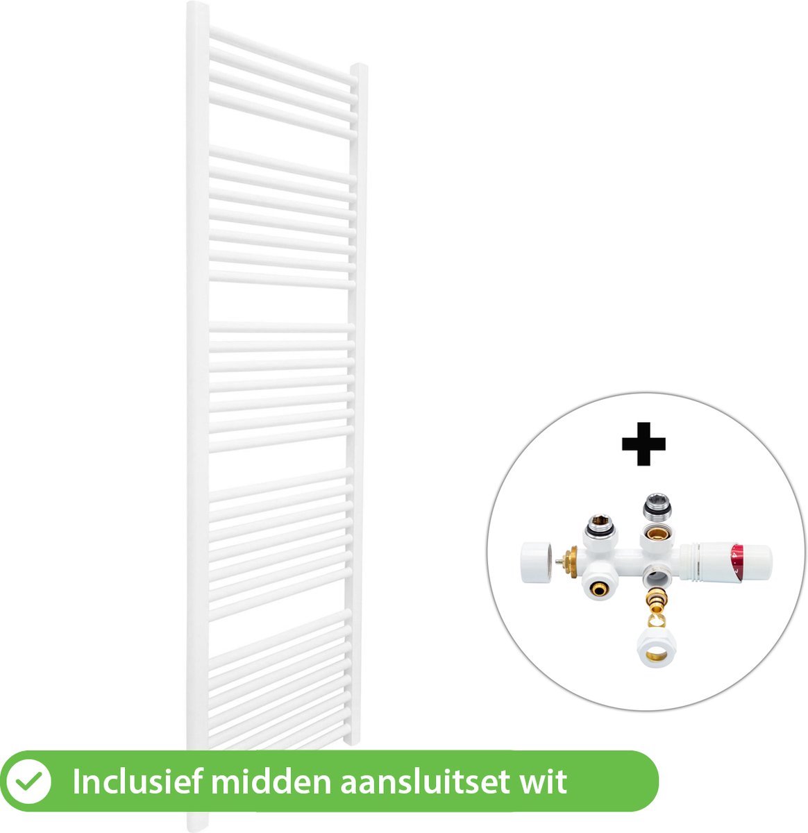 Handdoekradiator Badkamer met Aansluit Set en Thermostaat - Radiator - 1600 × 500 mm - Mat Wit