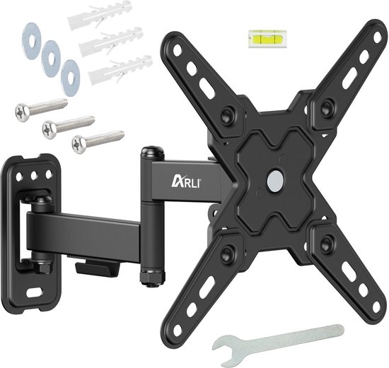 Universele TV-muurbeugel voor 19-32 inch (48-81 cm) - Uitschuifbaar tot 38 cm Zwenk Kantelen - Beugel voor LED LCD 3D HD Plasma TV - VESA 75 100 zwart Model: S62