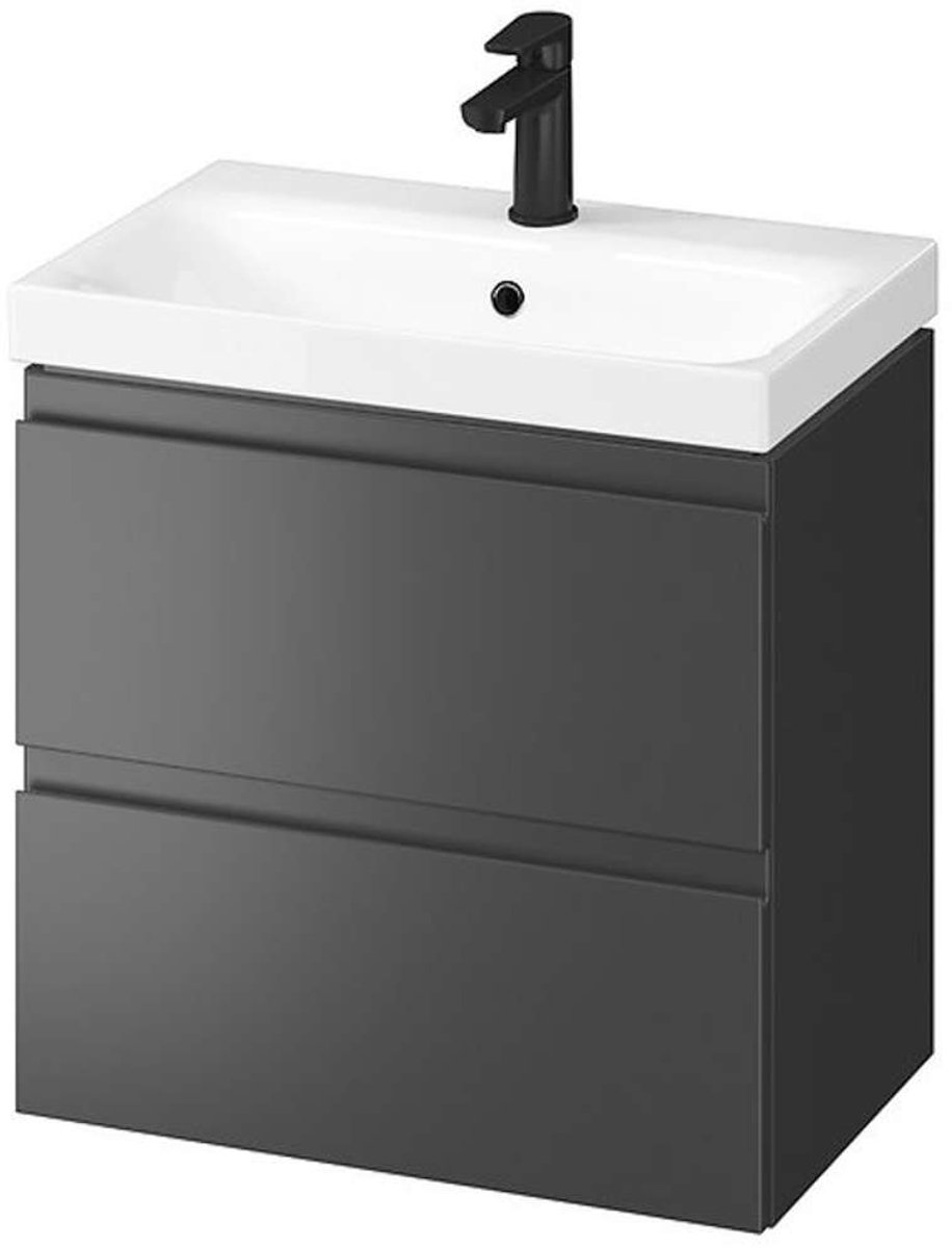 Cersanit Moduo - Kast met wastafel, 57x60x38 cm, 2 laden, antraciet S801-469-DSM