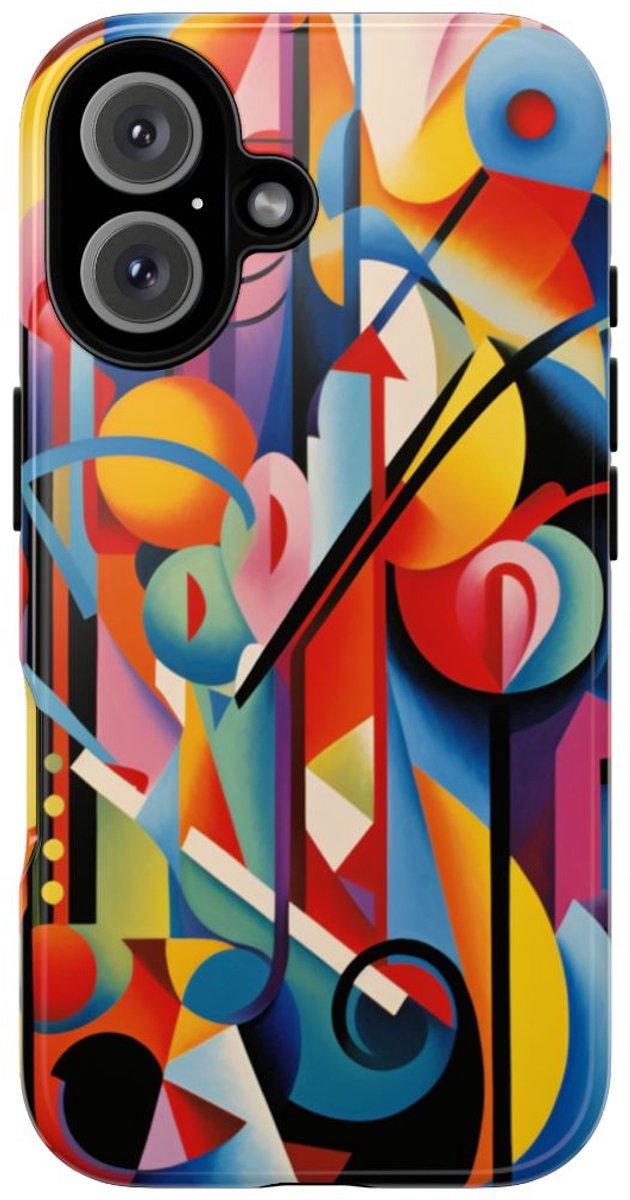 Kleurrijke Abstracte Geometrische Kunst – Telefoonhoesje Geschikt voor iPhone 16