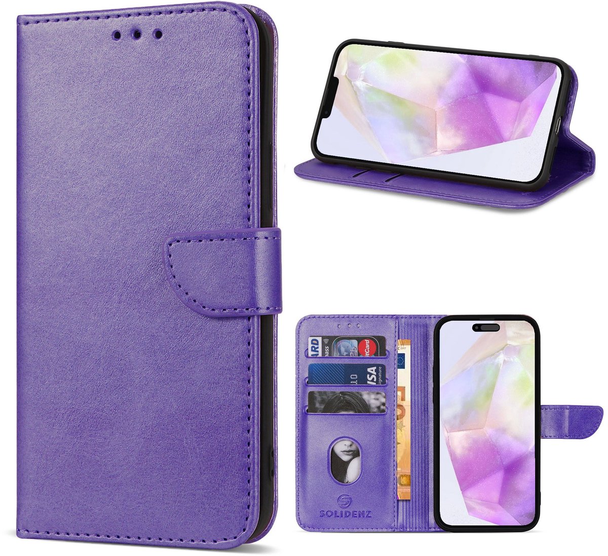 Solidenz hoesje - Geschikt voor Apple iPhone 17 - Bookcase - Paars
