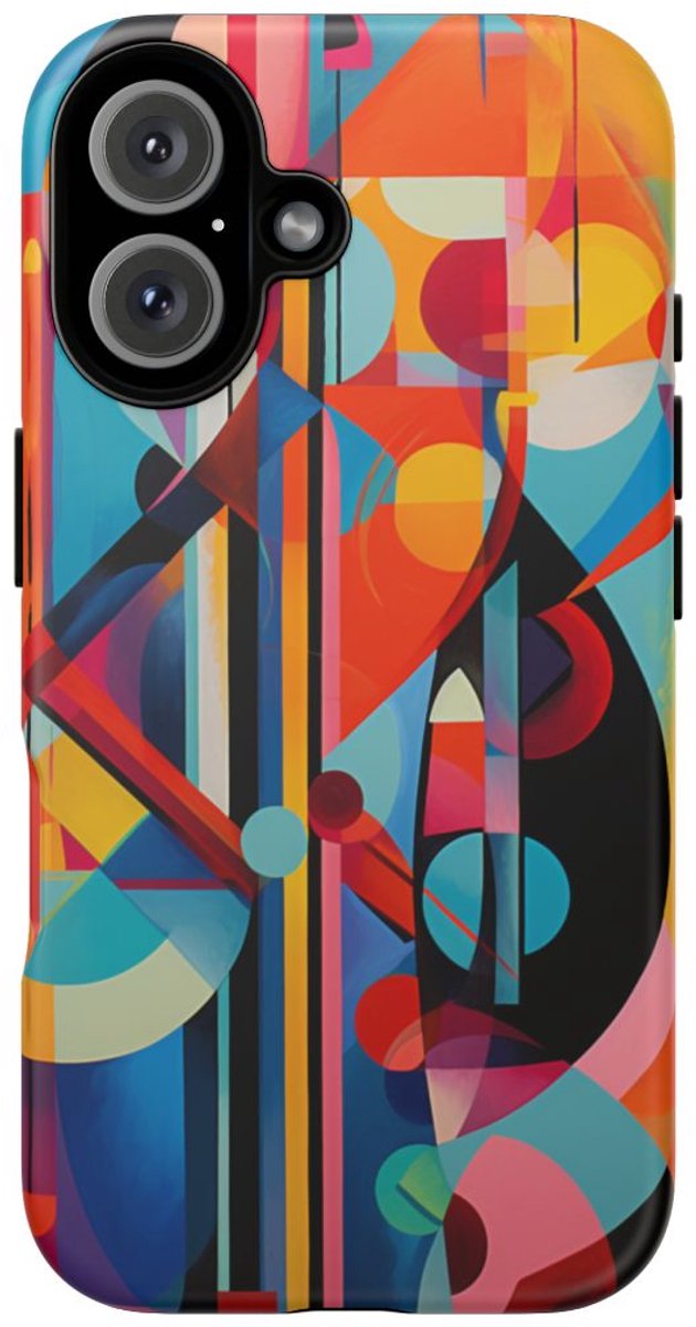 Abstracte Geometrische Kleurencombinatie – Telefoonhoesje Geschikt voor iPhone 16