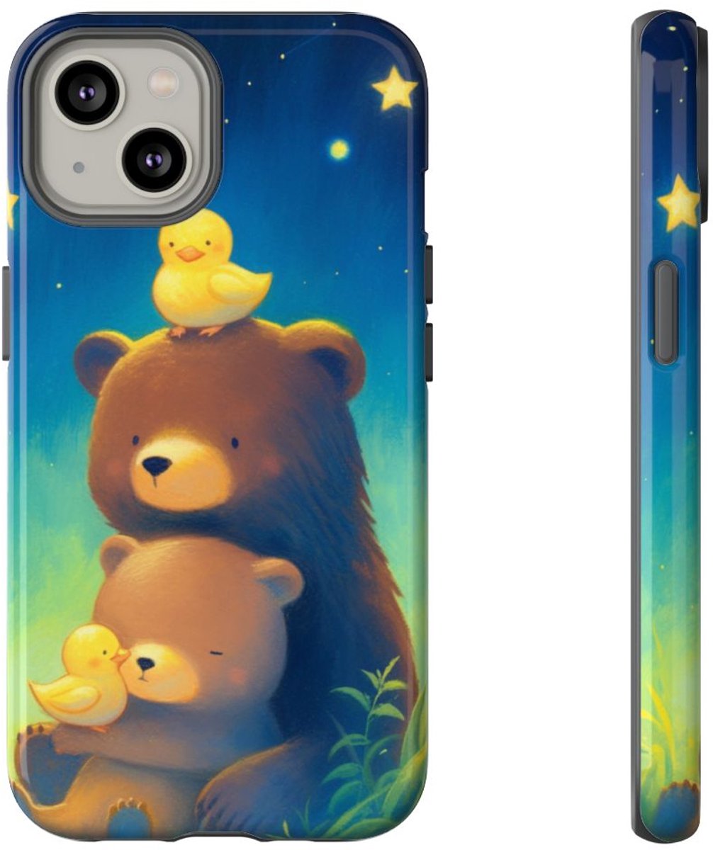 Schattige Beren en Eendjes onder Sterrenhemel – Telefoonhoesje Geschikt voor iPhone 14